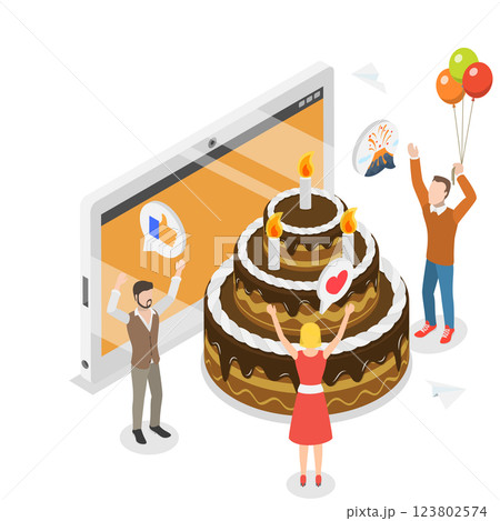 3D Isometric Flat  Illustration of Celebrating Set. Item 2 123802574