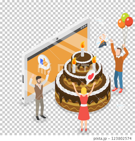 3D Isometric Flat  Illustration of Celebrating Set. Item 2 123802574
