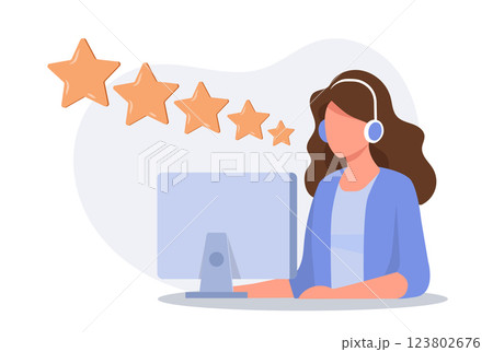 Customer satisfaction. Feedback. Rating on customer service illustration. Website rating feedback and review concept. Flat vector illustration 123802676
