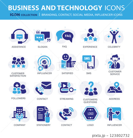 Customer service, branding, influencer, contact icon set. Contact us, follower, marketing, leadership, influence, content, community and customer icons. Support and satisfaction icon set. Vector set Customer service, branding, influencer, contact icon set. Contact us, follower, marketing, leadership, influence, content, community and customer icons. Support and satisfaction icon set. Vector set 123802732