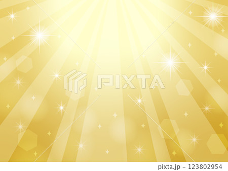 キラキラ背景 集中線と光 金色 123802954