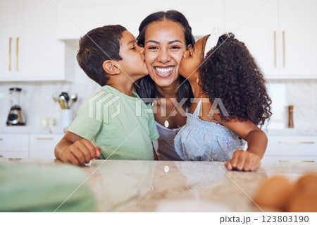 Family, kitchen and children kiss mom with love, happiness and bond while relax in Mexico home, house or apartment. Happy, smile and youth kids enjoy quality time together with mama on Mothers Day Family, kitchen and children kiss mom with love, happiness and bond while relax in Mexico home, house or apartment. Happy, smile and youth kids enjoy quality time together with mama on Mothers Day 123803190