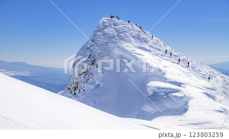 厳冬期の谷川岳・トマの耳（雪景色） 123803259