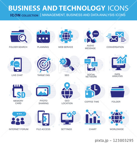 Business and marketing, programming, data management, internet connection, social network, computing, information. Flat vector illustration Business and marketing, programming, data management, internet connection, social network, computing, information. Flat vector illustration 123803295