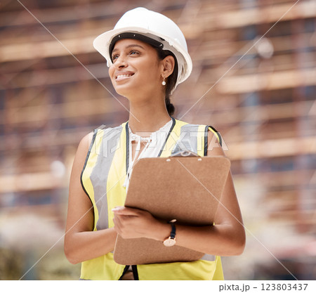 Logistics, shipping and business woman check containers for import, export and supply chain for global trade. Hard hat, female and use clipboard for inventory, cargo and inspection writing notes. Logistics, shipping and business woman check containers for import, export and supply chain for global trade. Hard hat, female and use clipboard for inventory, cargo and inspection writing notes. 123803437