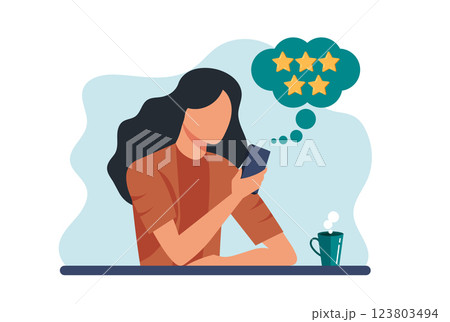 Customer satisfaction. Feedback. Rating on customer service illustration. Website rating feedback and review concept. Flat vector illustration 123803494