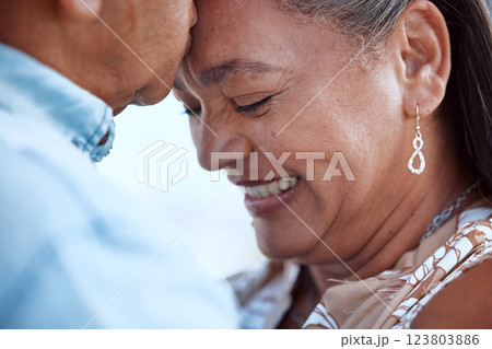 Elderly, couple kiss and love, happy together with peace and trust in romantic closeup. Mature man and woman in tender, content and intimate moment, smile and support during retirement. Elderly, couple kiss and love, happy together with peace and trust in romantic closeup. Mature man and woman in tender, content and intimate moment, smile and support during retirement. 123803886