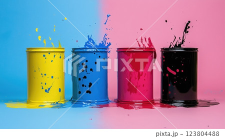 CMYK colors. Four cans of paint 123804488