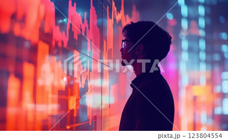 Economic Growth Report: Analyzing Stock Market Trends, Business Analysis, And Profit Presentation Through Double Exposure Analysis Of Financial Graphs. Sector Performance And Financial Investment 123804554
