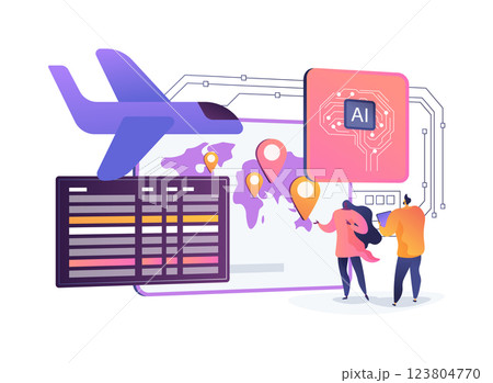 AI Air Traffic Scheduling abstract concept vector illustration. 123804770