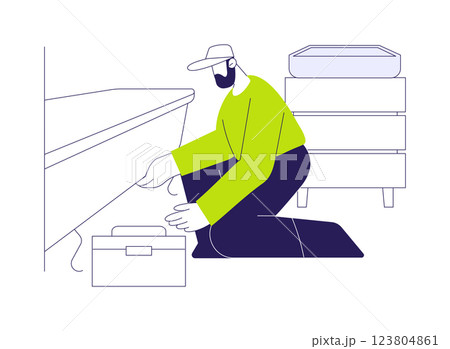 Bathtub and shower installation abstract concept vector illustration. 123804861