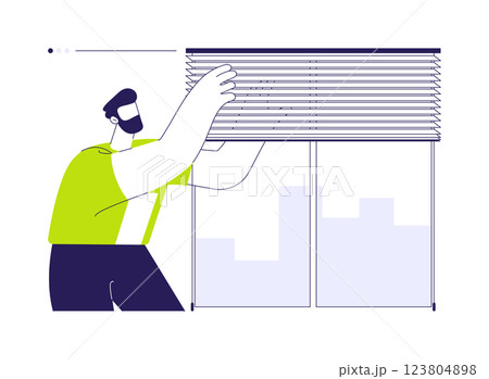 Hanging blinds abstract concept vector illustration. 123804898