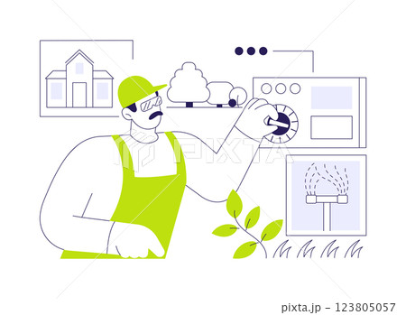 Smart irrigation controller abstract concept vector illustration. 123805057