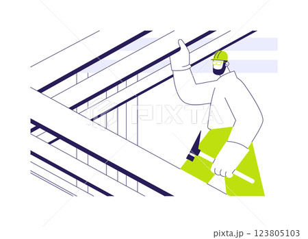 Installation of roof trusses abstract concept vector illustration. 123805103