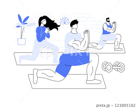 Yoga workout isolated cartoon vector illustrations. Yoga workout isolated cartoon vector illustrations. 123805182