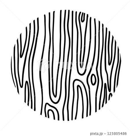 Wood line circle. Tree trunk cross section with topography rings, black and white timber log slices with contour sketch. Vector isolated icon on white Wood line circle. Tree trunk cross section with topography rings, black and white timber log slices with contour sketch. Vector isolated icon on white 123805486