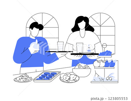 Vegetarian buffet isolated cartoon vector illustrations. 123805553