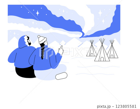See the northern lights isolated cartoon vector illustrations. 123805581
