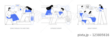 Emotional wellbeing isolated cartoon vector illustrations se 123805616