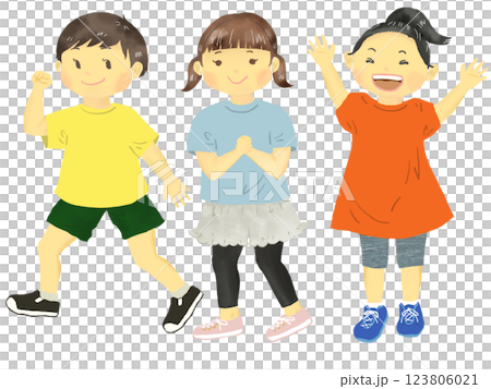 Girl, exercising child, energetic child 123806021