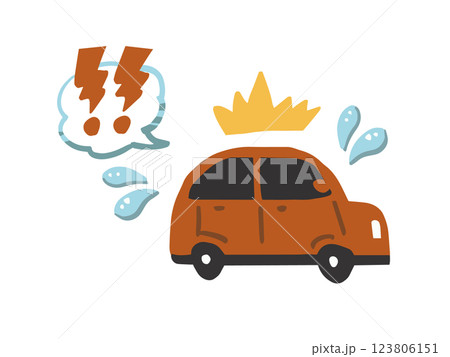 びっくりする車のシンプルでポップなイラスト 123806151
