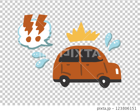 びっくりする車のシンプルでポップなイラスト 123806151