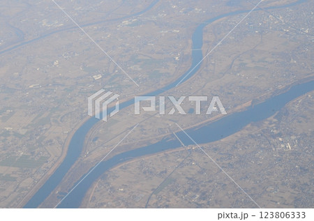 空から見た、輪中 空から見た、輪中 123806333