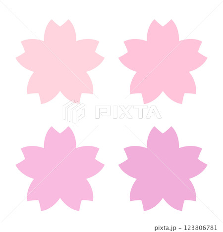 桜の形をした色んなピンクのイラストセット 123806781