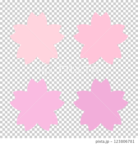 桜の形をした色んなピンクのイラストセット 123806781