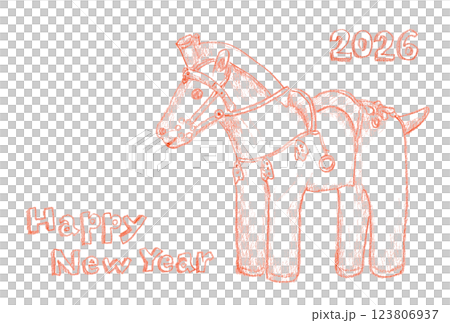 はにわの馬の年賀状イラスト 123806937