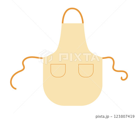 Bib Apron Scalloped technical fashion illustration. Chef uniform for cooking beige cartoon Flat sketch outline apparel  123807419