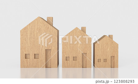 The Wood tree House  for property or real estate  concept 3d Rendering. 123808293