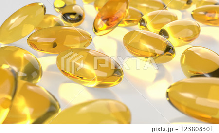 The Yellow pill for Fish oil or Heathy concept 3d Rendering. 123808301