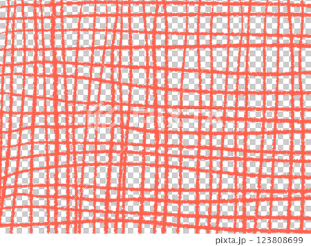 ラフな手描きの赤色チェック柄 123808699