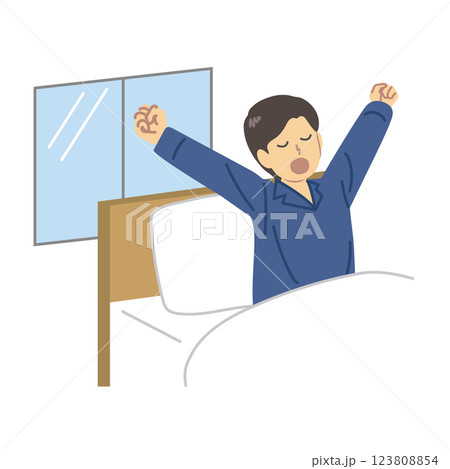 寝起きの男性イラスト 123808854