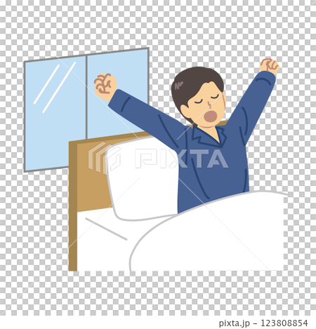 寝起きの男性イラスト 123808854