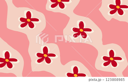 Groovy abstract pattern with hand drawn flowers and wavy stripes. Funky abstract backgrounds in 60-70s hippie style. Simple floral horizontal design Groovy abstract pattern with hand drawn flowers and wavy stripes. Funky abstract backgrounds in 60-70s hippie style. Simple floral horizontal design 123808985