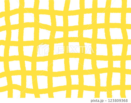 太線でラフに描いた黄色チェック柄 123809368