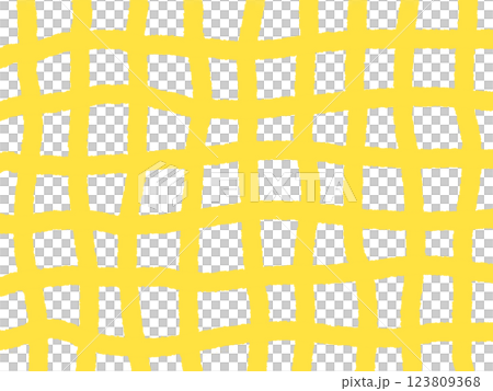 太線でラフに描いた黄色チェック柄 123809368