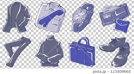 男士商務時尚單品插畫集 男士商務時尚單品插畫集 123809668