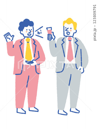 パーティで挨拶する男性二人_色 123809791