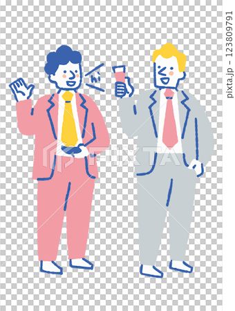 パーティで挨拶する男性二人_色 123809791