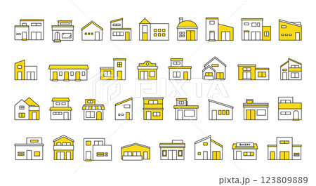 建物アイコン 不動産 家 住宅 戸建て シンプル イラスト セット バリエーション 線画 ベクター 建物アイコン 不動産 家 住宅 戸建て シンプル イラスト セット バリエーション 線画 ベクター 123809889