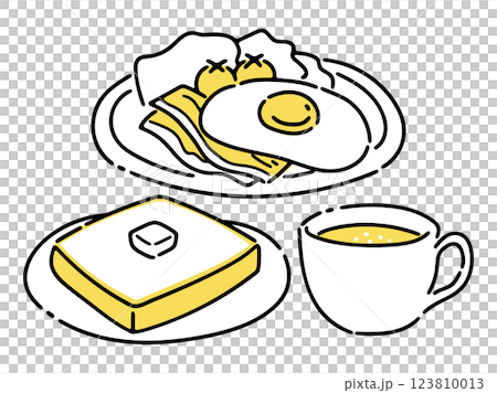 培根雞蛋早餐套餐插畫（黃色） 123810013