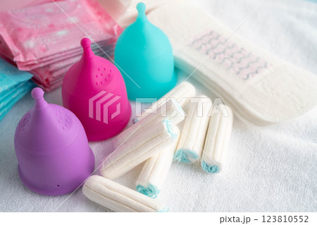 Sanitary hygiene set for woman menstrual period cycle protection. 123810552