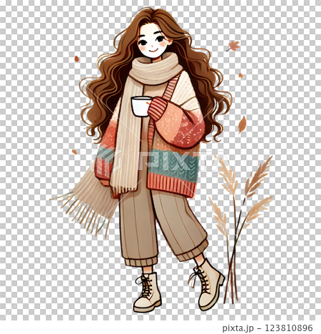 girl with cup of coffee  123810896