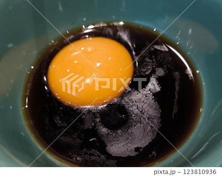 Pickled Egg Yolk in Soy Sauce. japanese food 123810936