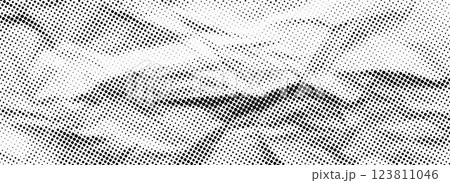 Crumpled paper halftone texture. Old creased paper page wallpaper. Dotted rough wrinkled background. Comic pop art grainy overlay. Aged damaged gritty page in cartoon style. Vector crumpled surface Crumpled paper halftone texture. Old creased paper page wallpaper. Dotted rough wrinkled background. Comic pop art grainy overlay. Aged damaged gritty page in cartoon style. Vector crumpled surface 123811046
