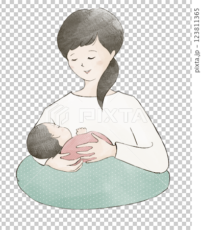 母乳哺育的婦女和嬰兒喝母乳 123811365