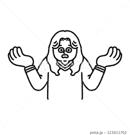 なぜ？　女性　線画 123811702